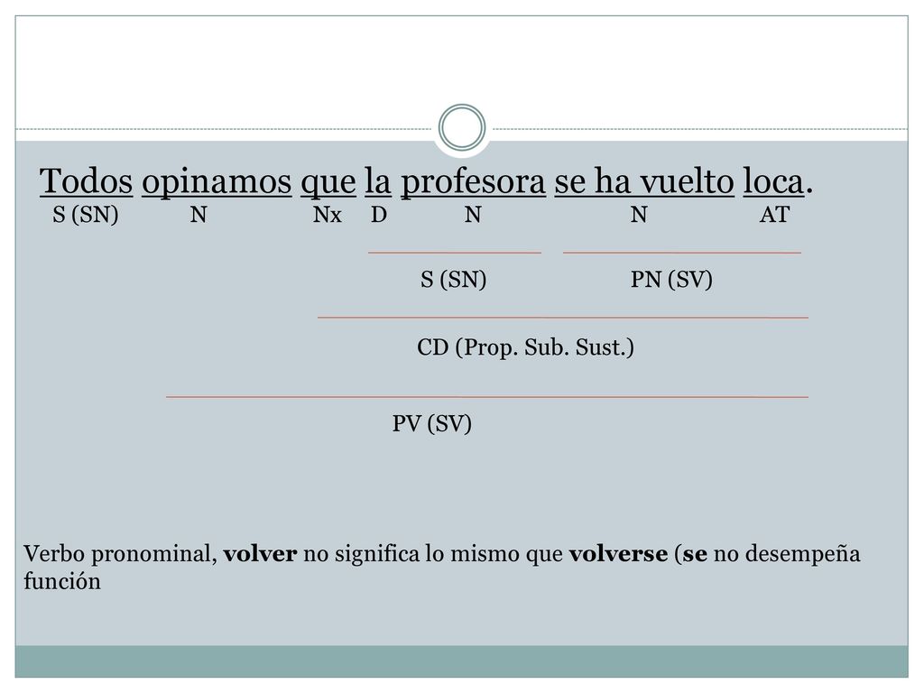 Todos opinamos que la profesora se ha vuelto loca.
