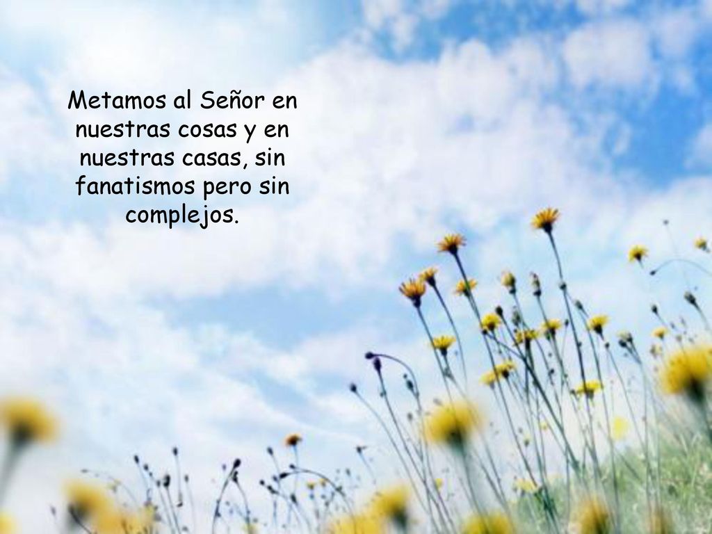 Metamos al Señor en nuestras cosas y en nuestras casas, sin fanatismos pero sin complejos.