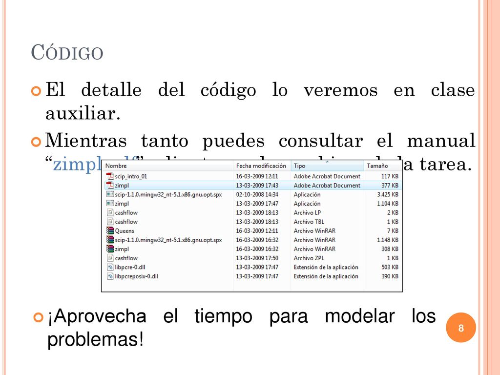 Código El detalle del código lo veremos en clase auxiliar.