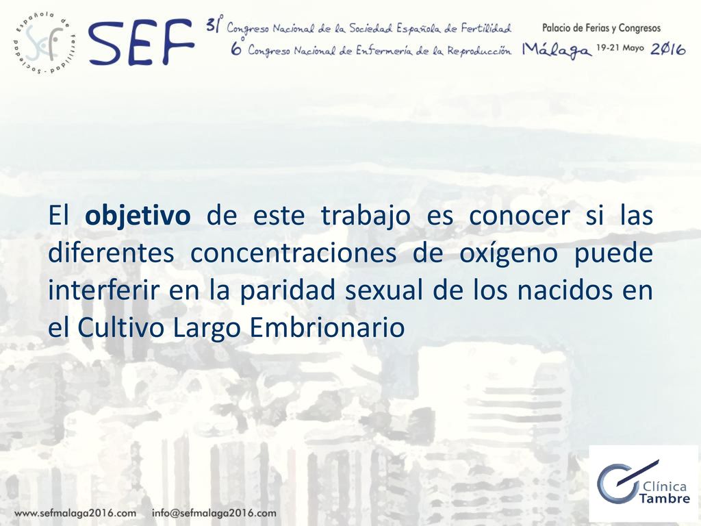 El objetivo de este trabajo es conocer si las diferentes concentraciones de oxígeno puede interferir en la paridad sexual de los nacidos en el Cultivo Largo Embrionario