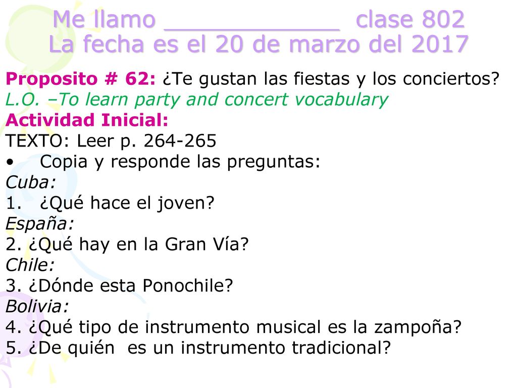 Me llamo ____________ clase 802 La fecha es el 20 de marzo del 2017