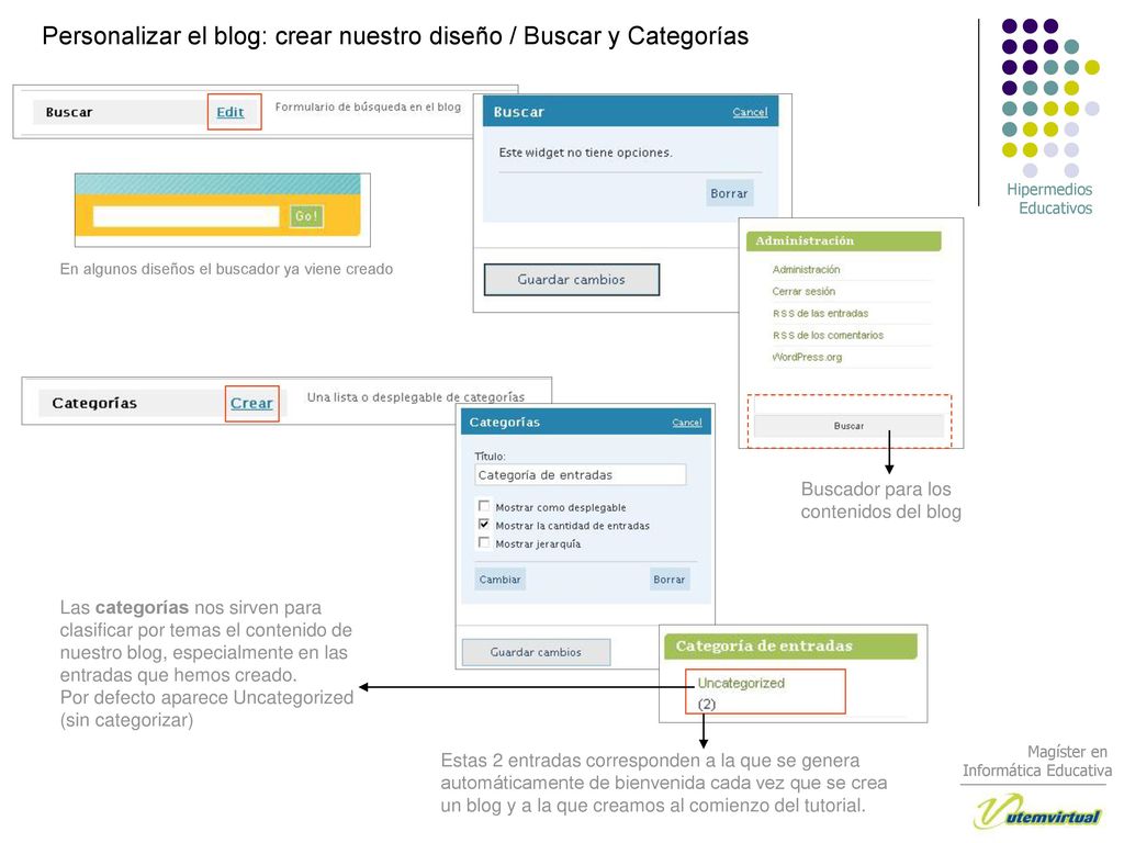 Personalizar el blog: crear nuestro diseño / Buscar y Categorías
