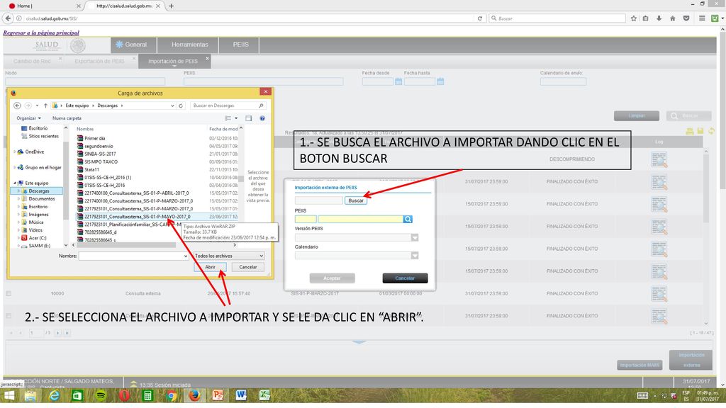 1.- SE BUSCA EL ARCHIVO A IMPORTAR DANDO CLIC EN EL