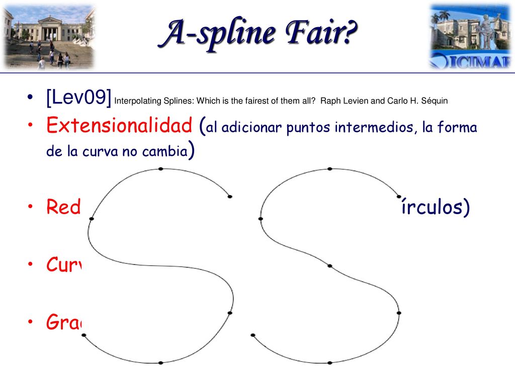 A-spline Fair [Lev09] Interpolating Splines: Which is the fairest of them all Raph Levien and Carlo H. Séquin.