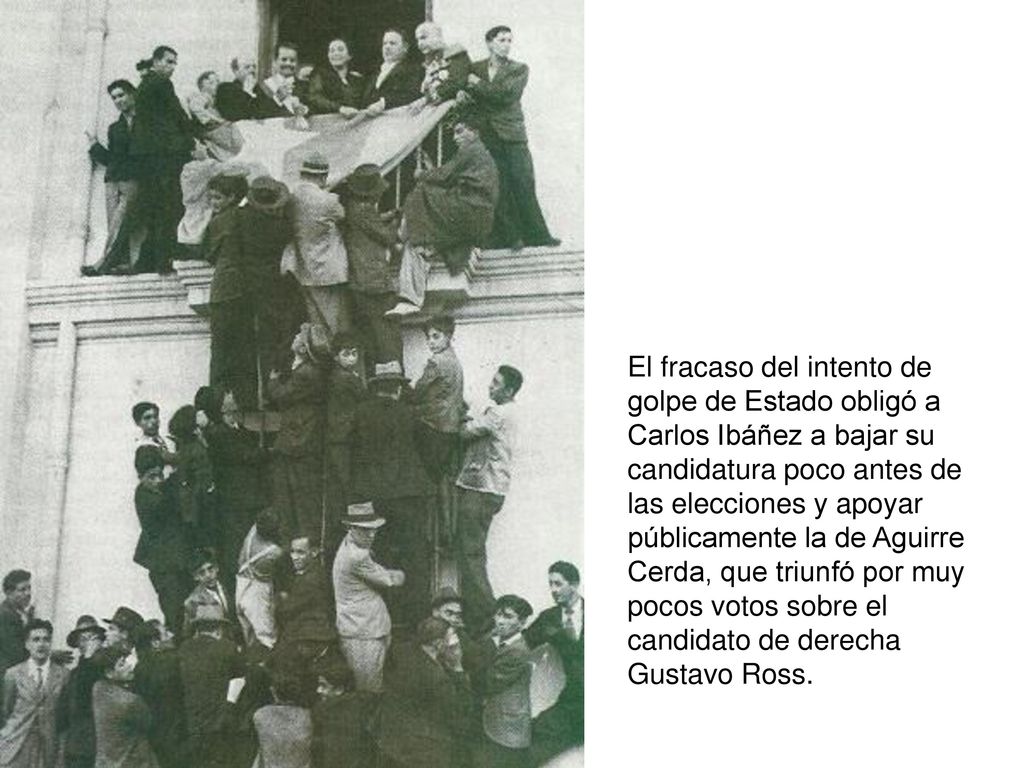 El fracaso del intento de golpe de Estado obligó a Carlos Ibáñez a bajar su candidatura poco antes de las elecciones y apoyar públicamente la de Aguirre Cerda, que triunfó por muy pocos votos sobre el candidato de derecha Gustavo Ross.