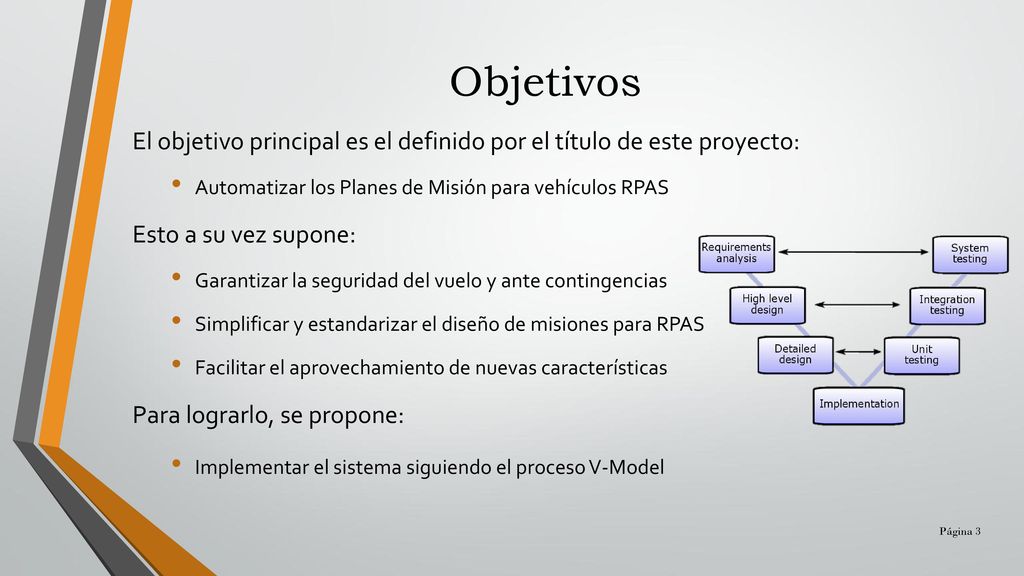 Objetivos El objetivo principal es el definido por el título de este proyecto: Automatizar los Planes de Misión para vehículos RPAS.