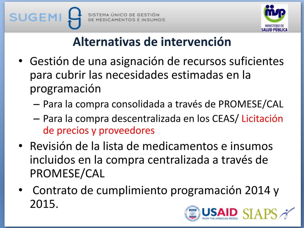 Alternativas de intervención