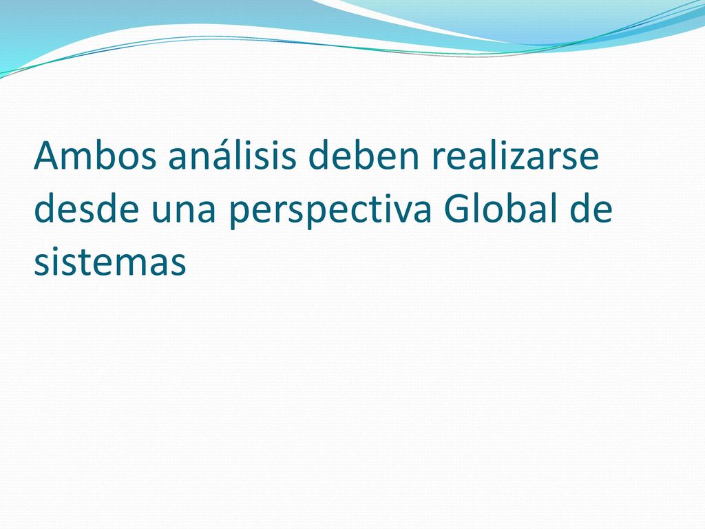 Ambos análisis deben realizarse desde una perspectiva Global de sistemas