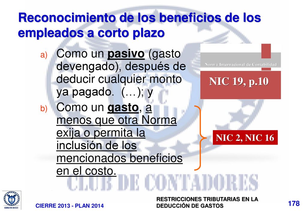 Reconocimiento de los beneficios de los empleados a corto plazo