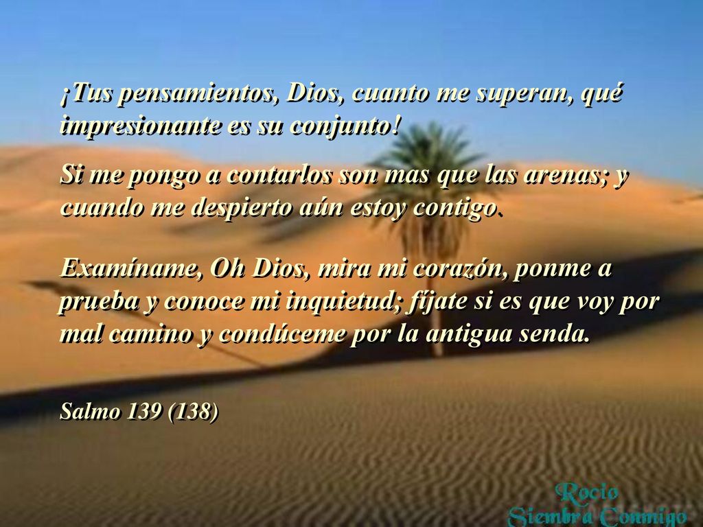 ¡Tus pensamientos, Dios, cuanto me superan, qué impresionante es su conjunto!