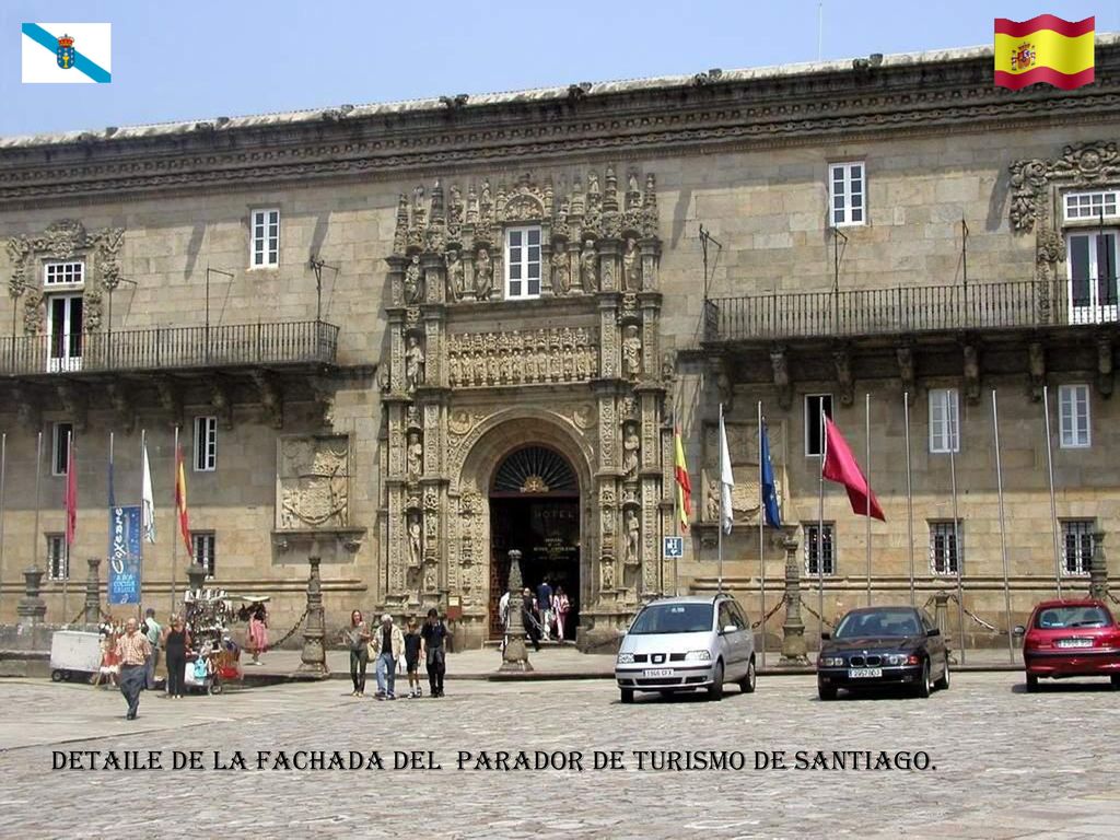 detaile de la fachada del parador de turismo de santiago.