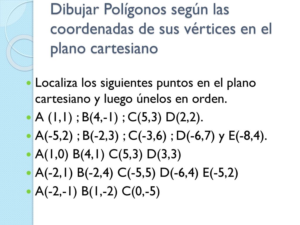 Dibujar Polígonos según las coordenadas de sus vértices en el plano cartesiano