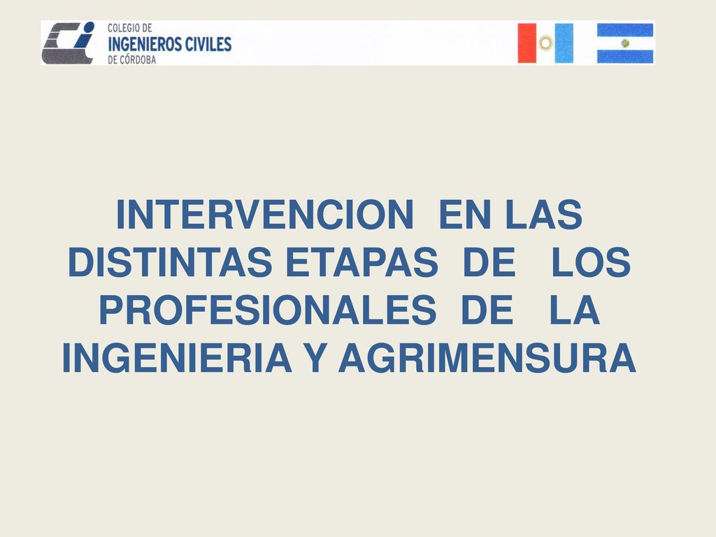 INTERVENCION EN LAS DISTINTAS ETAPAS DE LOS PROFESIONALES DE LA INGENIERIA Y AGRIMENSURA