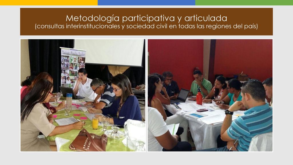 Metodología participativa y articulada (consultas interinstitucionales y sociedad civil en todas las regiones del país)