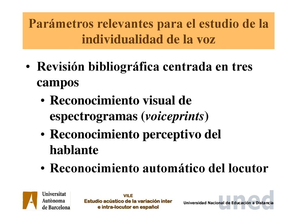 Parámetros relevantes para el estudio de la individualidad de la voz