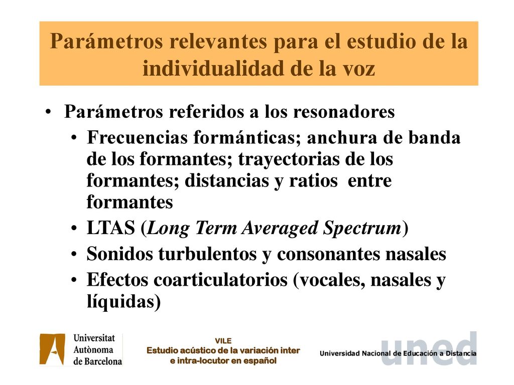 Parámetros relevantes para el estudio de la individualidad de la voz