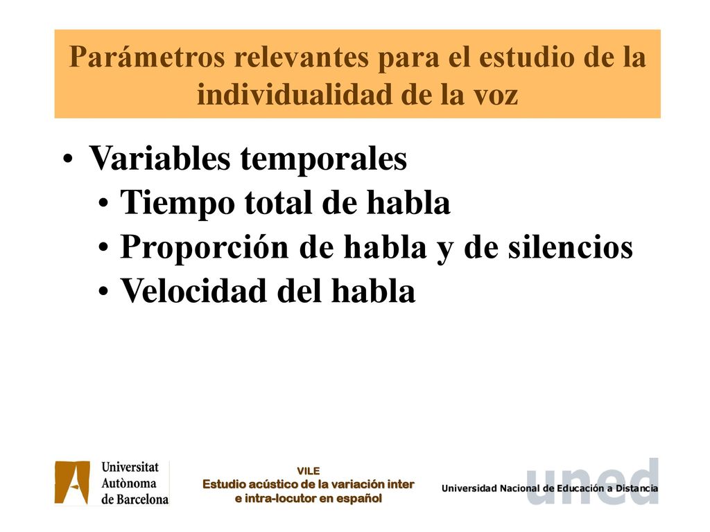 Parámetros relevantes para el estudio de la individualidad de la voz