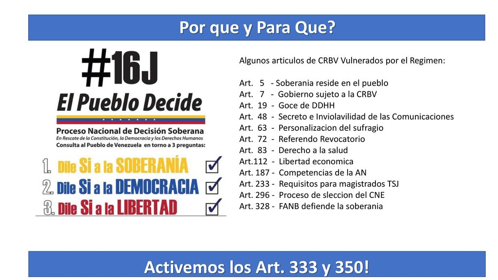 Por que y Para Que Activemos los Art. 333 y 350!