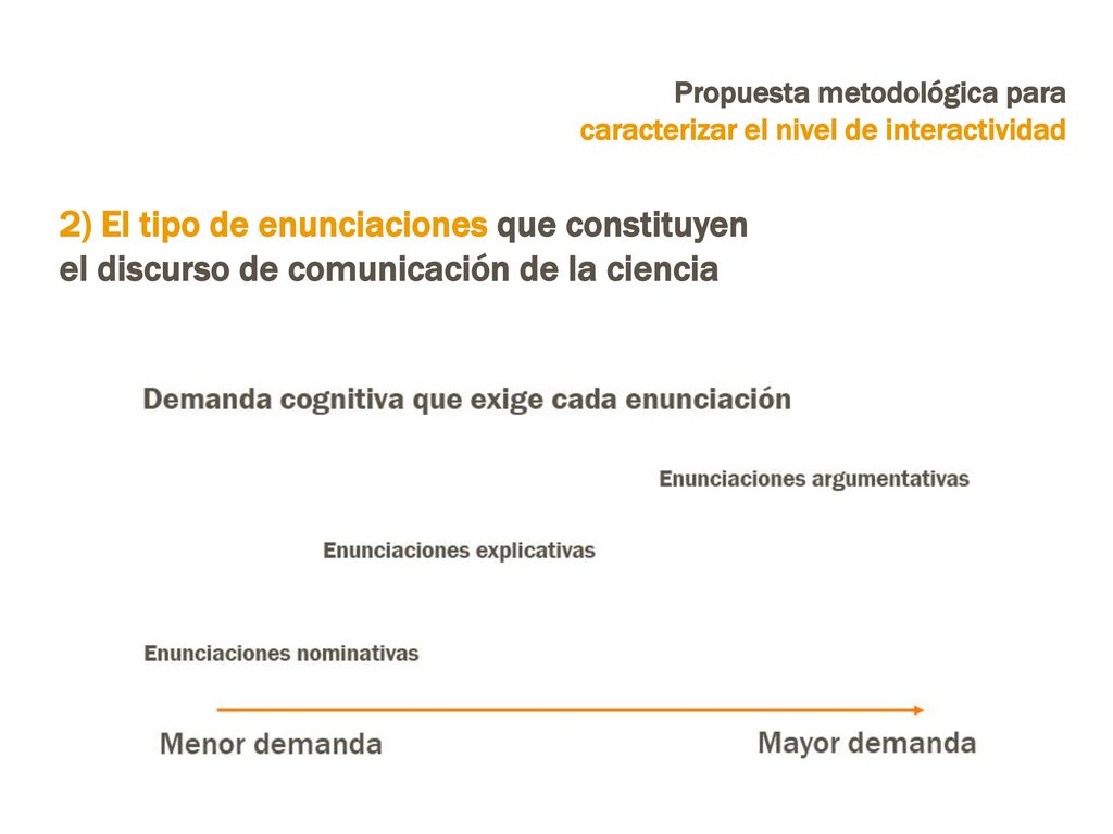 2) El tipo de enunciaciones que constituyen