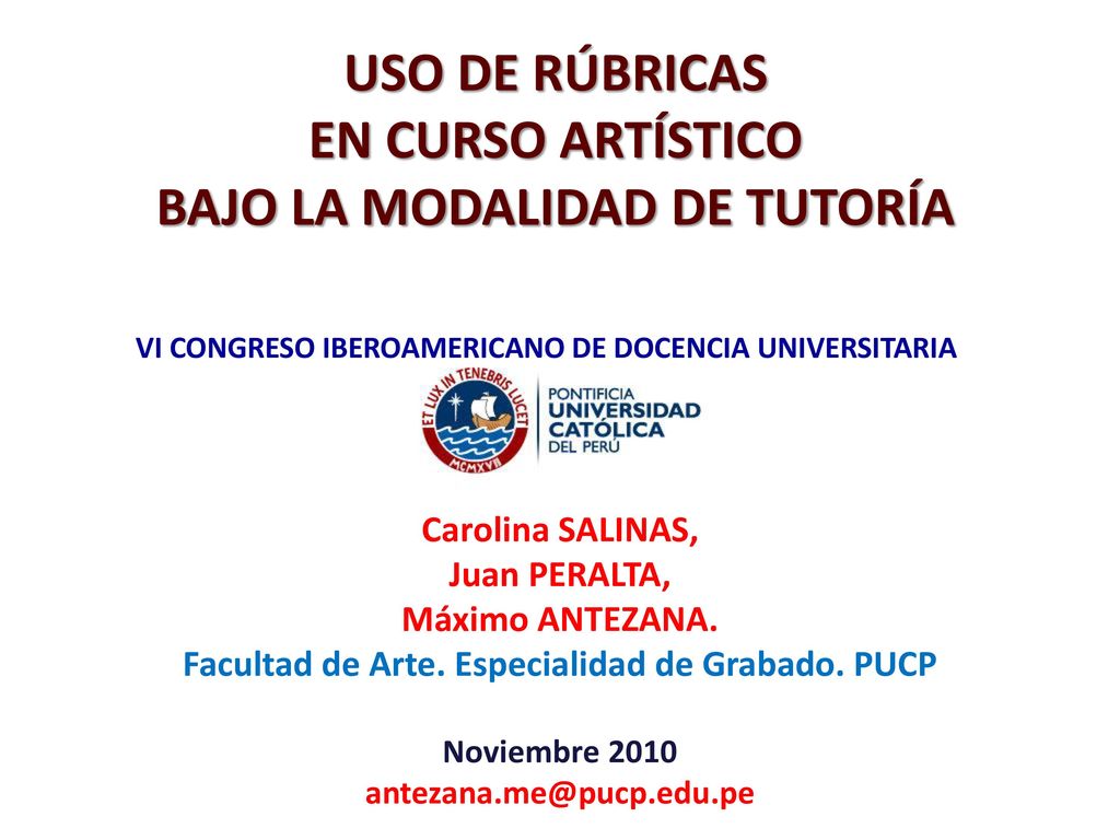 USO DE RÚBRICAS EN CURSO ARTÍSTICO BAJO LA MODALIDAD DE TUTORÍA
