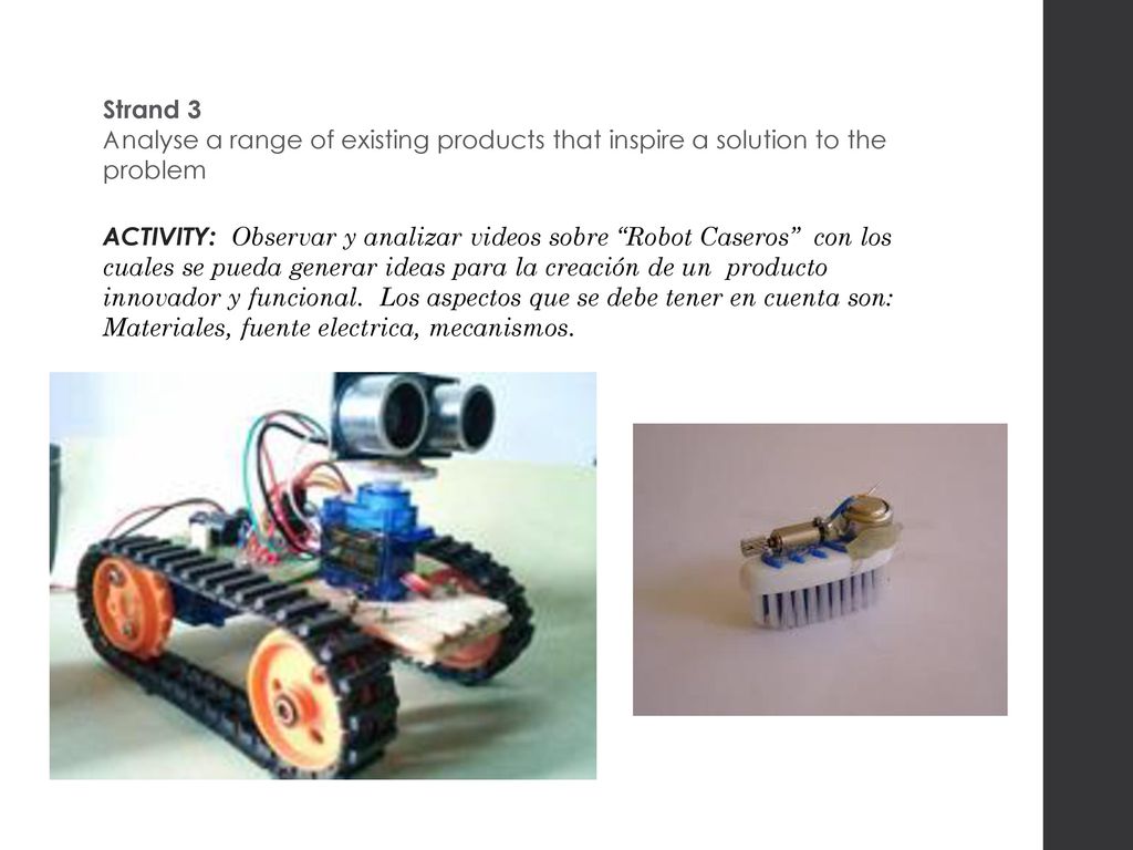 Strand 3 Analyse a range of existing products that inspire a solution to the problem.