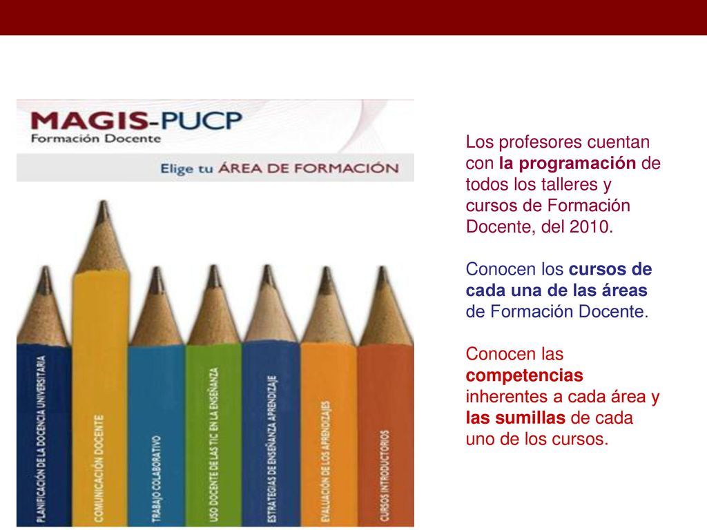 Conocen los cursos de cada una de las áreas de Formación Docente.