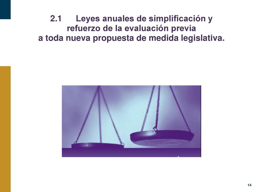 2.1 Leyes anuales de simplificación y refuerzo de la evaluación previa a toda nueva propuesta de medida legislativa.