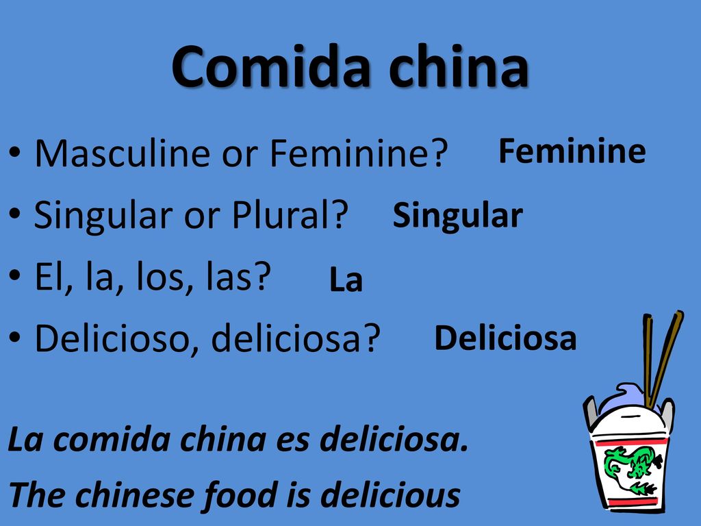 Comida china Masculine or Feminine Singular or Plural