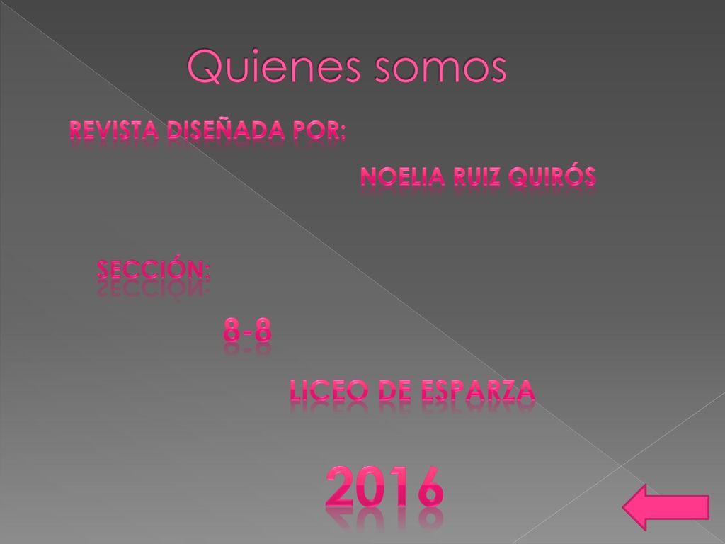2016 Quienes somos 8-8 Liceo de esparza Revista diseñada por: