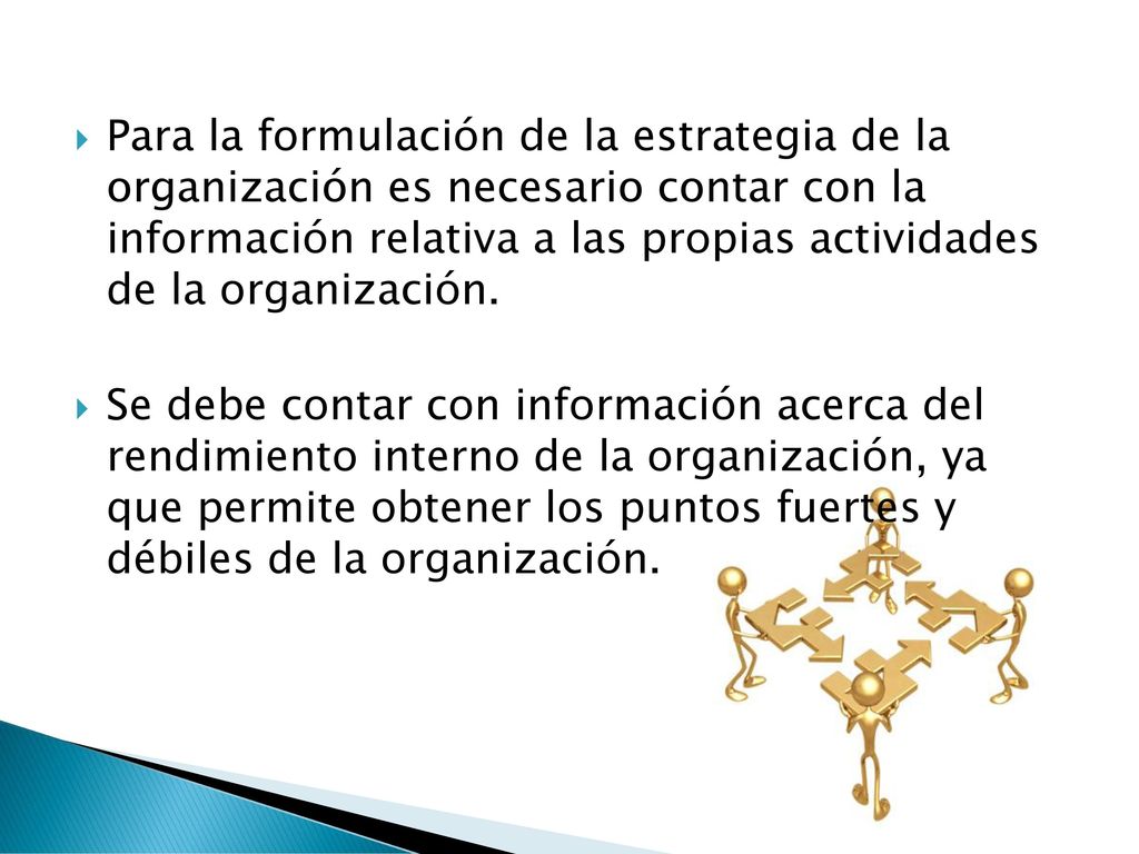 Para la formulación de la estrategia de la organización es necesario contar con la información relativa a las propias actividades de la organización.