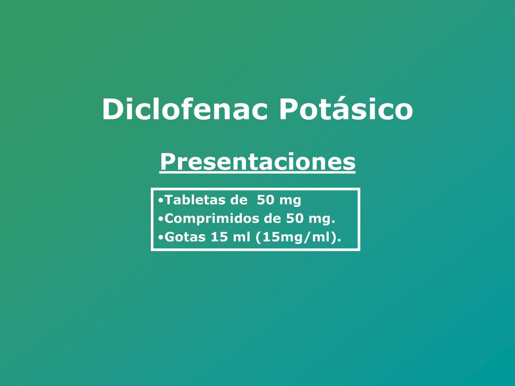 Tabletas de 50 mg Comprimidos de 50 mg. Gotas 15 ml (15mg/ml).