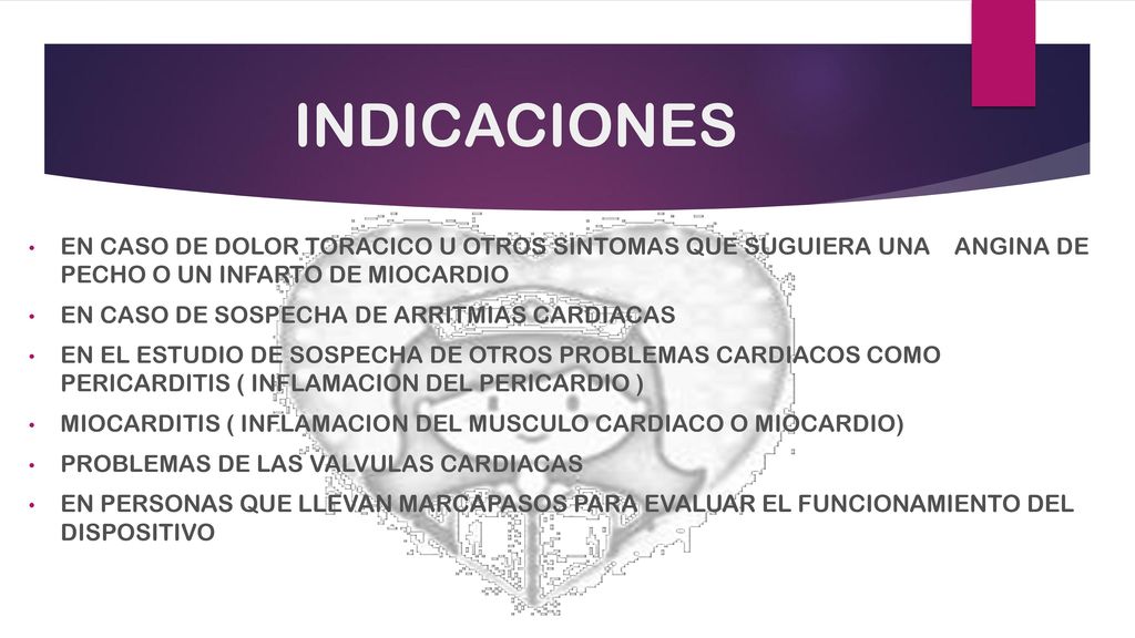 INDICACIONES EN CASO DE DOLOR TORACICO U OTROS SINTOMAS QUE SUGUIERA UNA ANGINA DE PECHO O UN INFARTO DE MIOCARDIO.