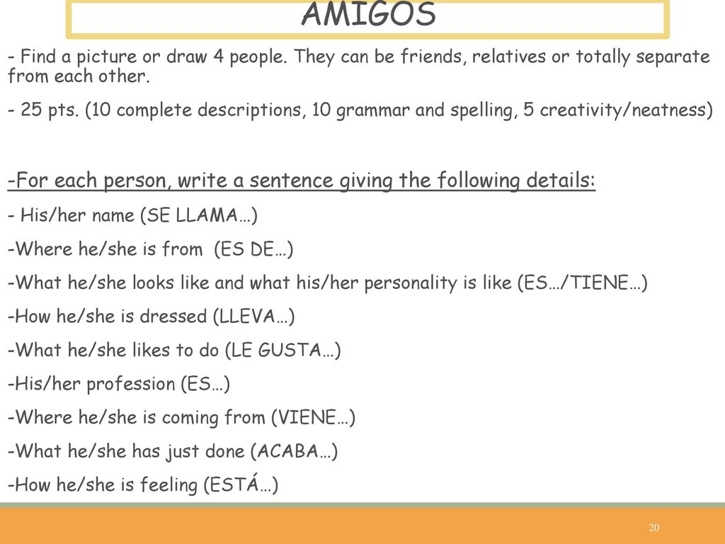 AMIGOS - Find a picture or draw 4 people. They can be friends, relatives or totally separate from each other.