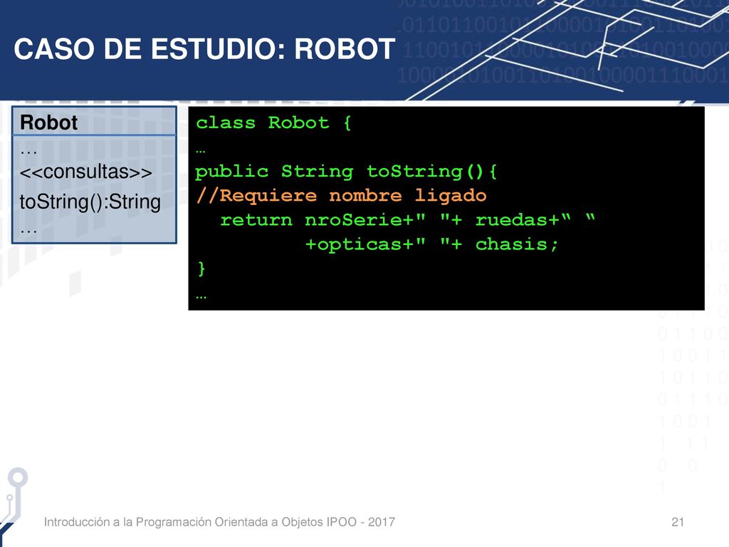 CASO DE ESTUDIO: ROBOT Robot class Robot { … …