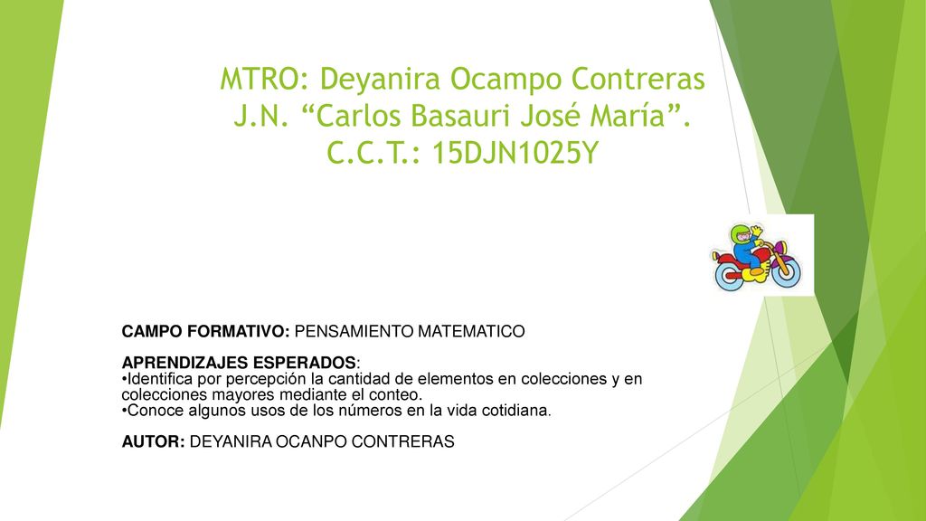 MTRO: Deyanira Ocampo Contreras J.N. Carlos Basauri José María . C.C.T.: 15DJN1025Y