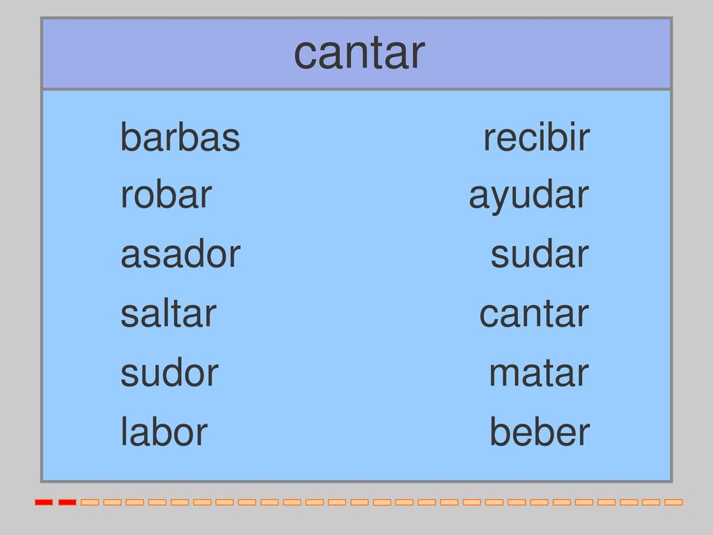 cantar barbas recibir robar ayudar asador sudar saltar cantar sudor
