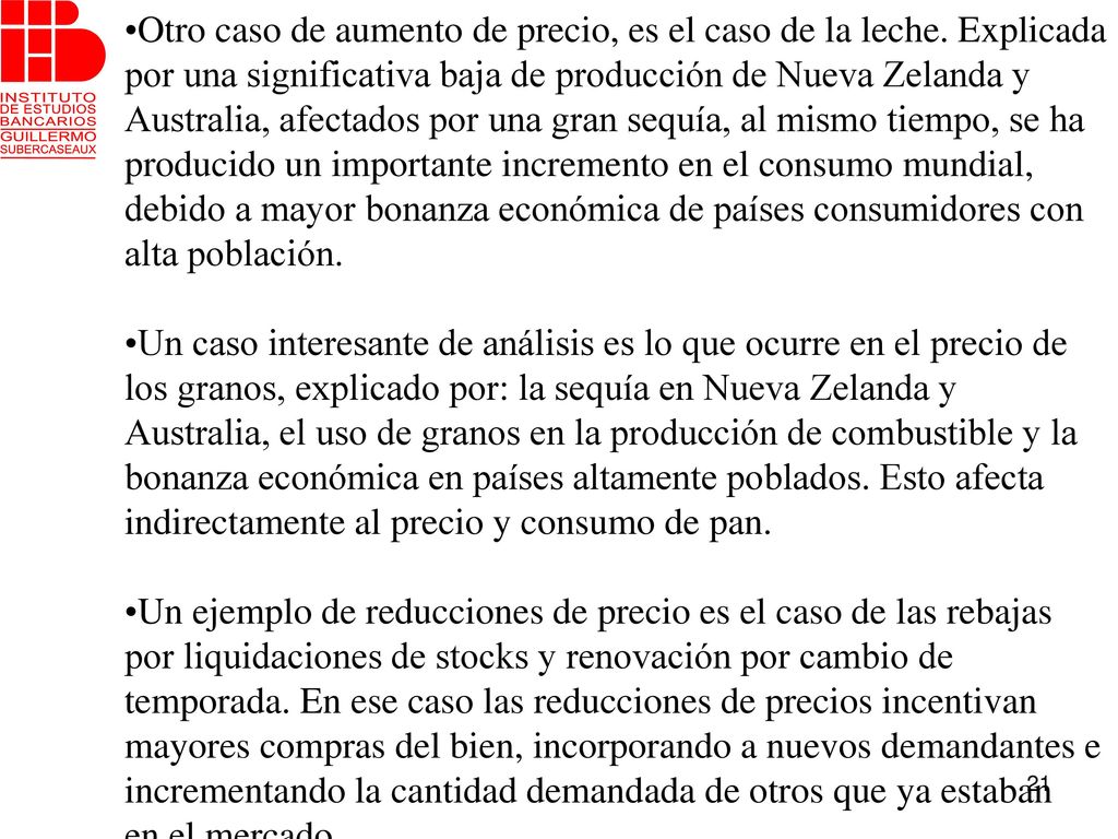 Otro caso de aumento de precio, es el caso de la leche