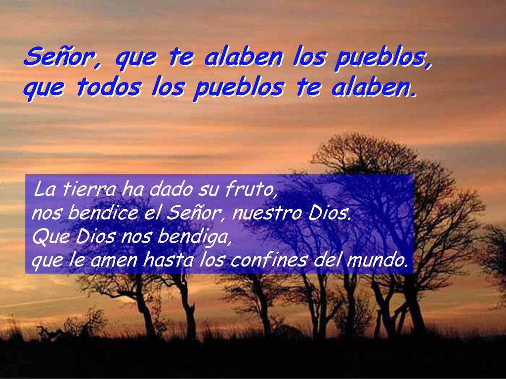 Señor, que te alaben los pueblos, que todos los pueblos te alaben.