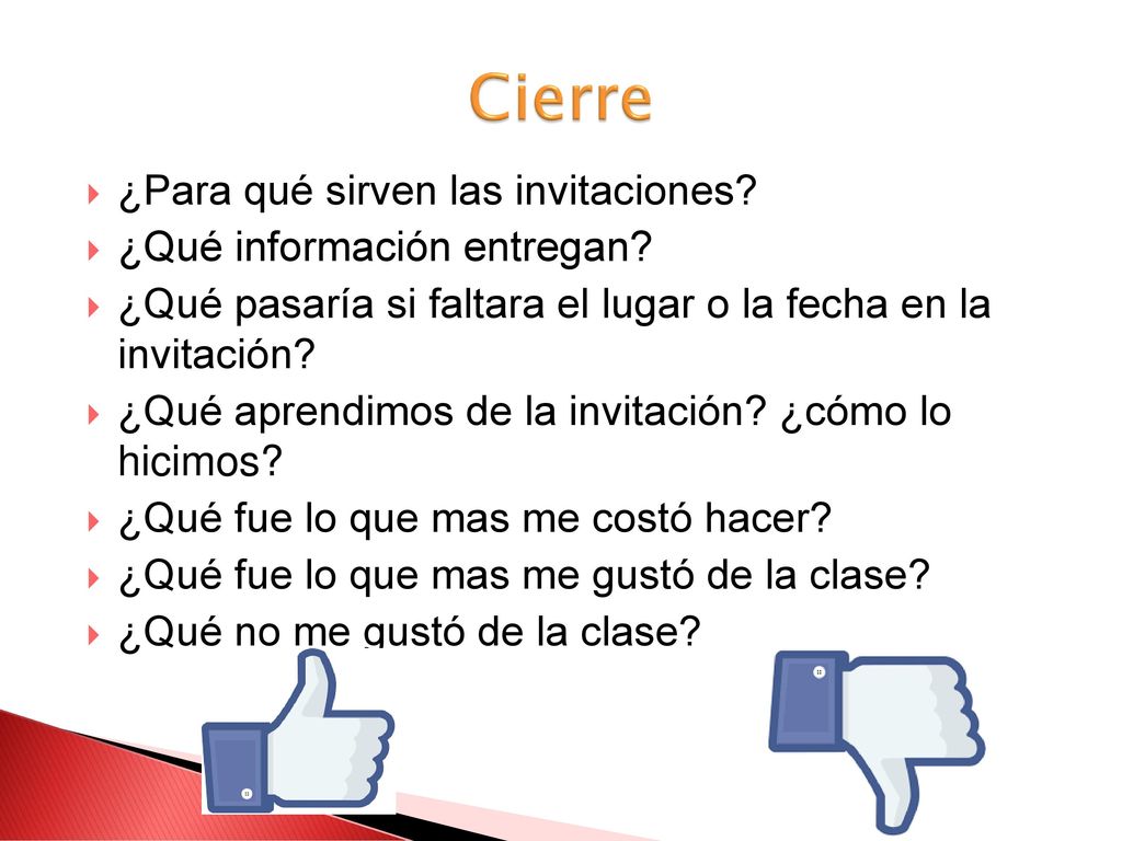 Cierre ¿Para qué sirven las invitaciones ¿Qué información entregan