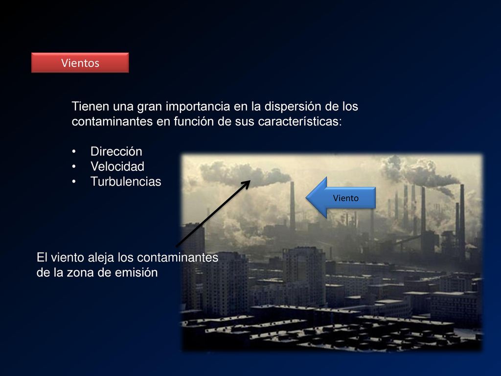 El viento aleja los contaminantes de la zona de emisión