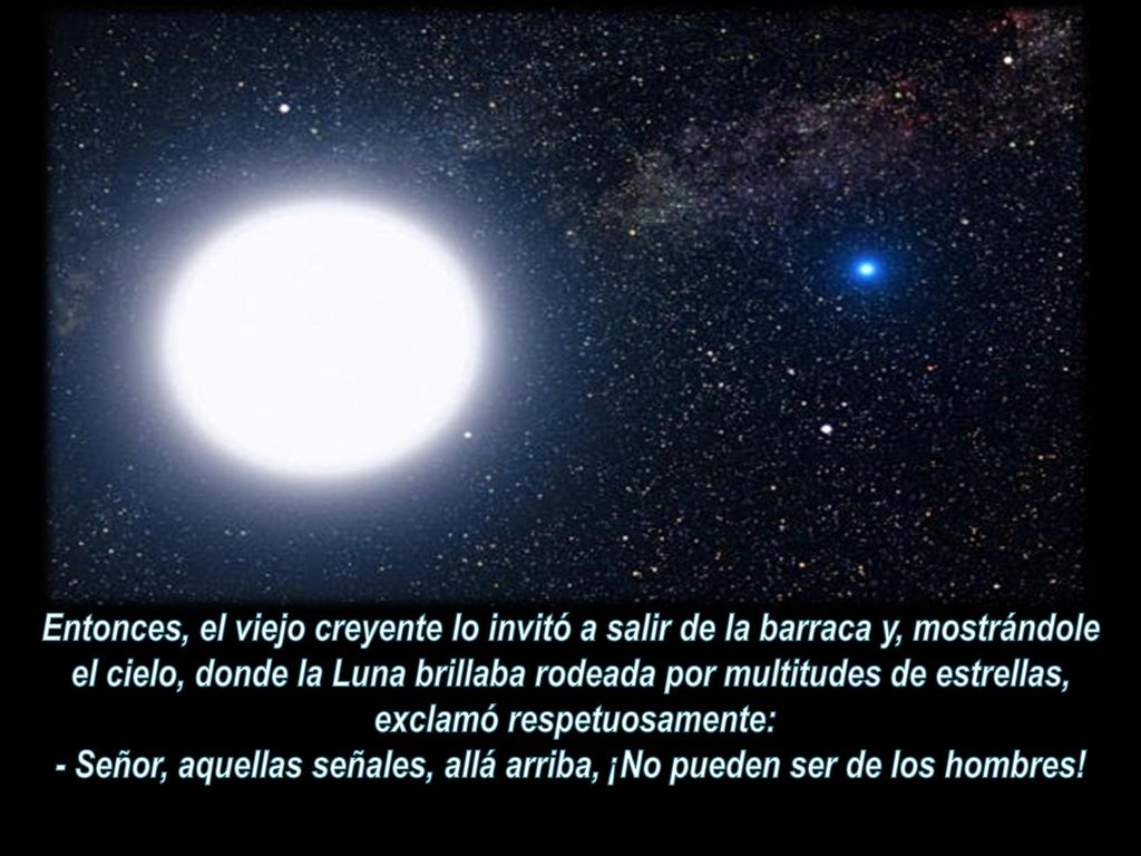 el cielo, donde la Luna brillaba rodeada por multitudes de estrellas,