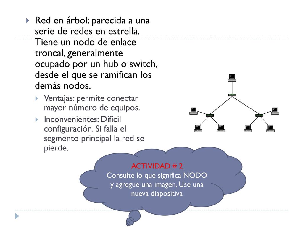 Red en árbol: parecida a una serie de redes en estrella