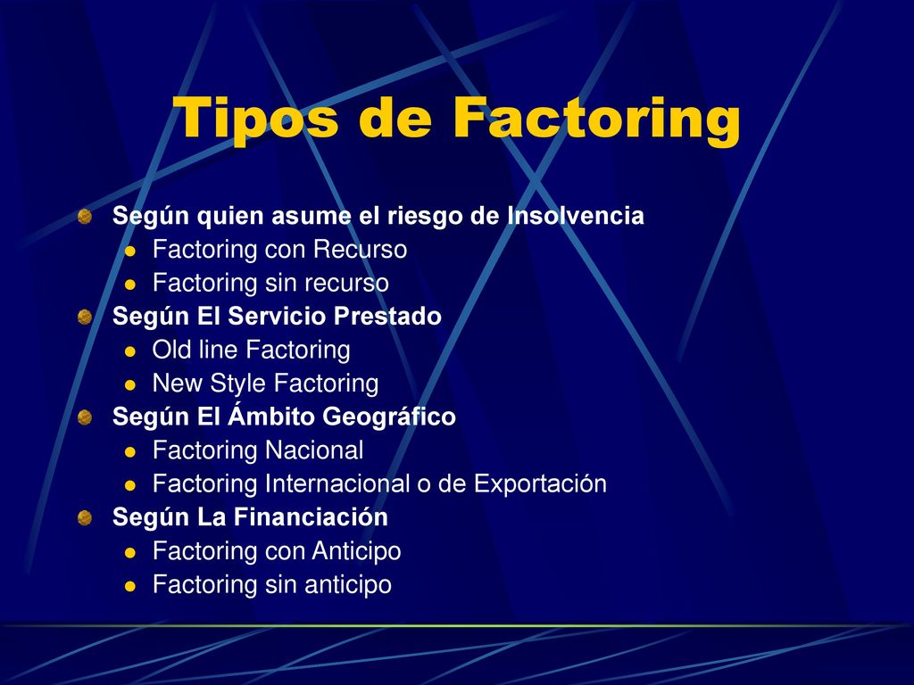 Tipos de Factoring Según quien asume el riesgo de Insolvencia