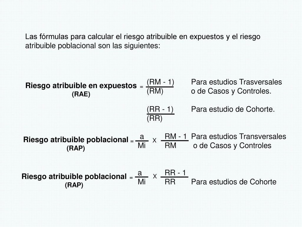 (RM - 1) Para estudios Trasversales (RM) o de Casos y Controles.