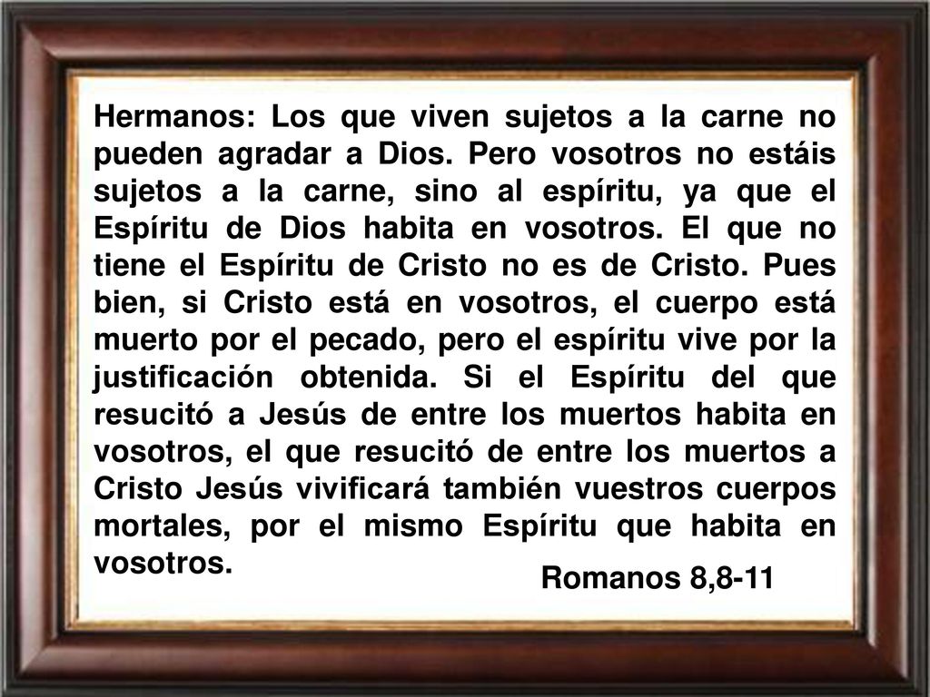 Hermanos: Los que viven sujetos a la carne no pueden agradar a Dios