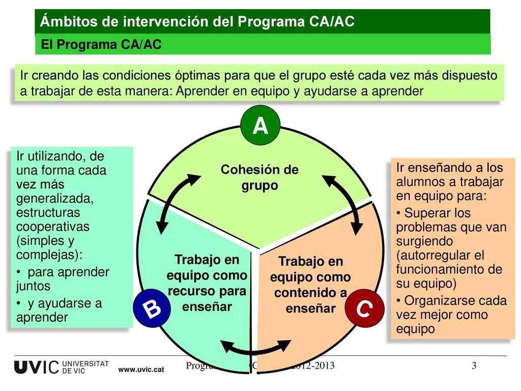A B C Ámbitos de intervención del Programa CA/AC El Programa CA/AC