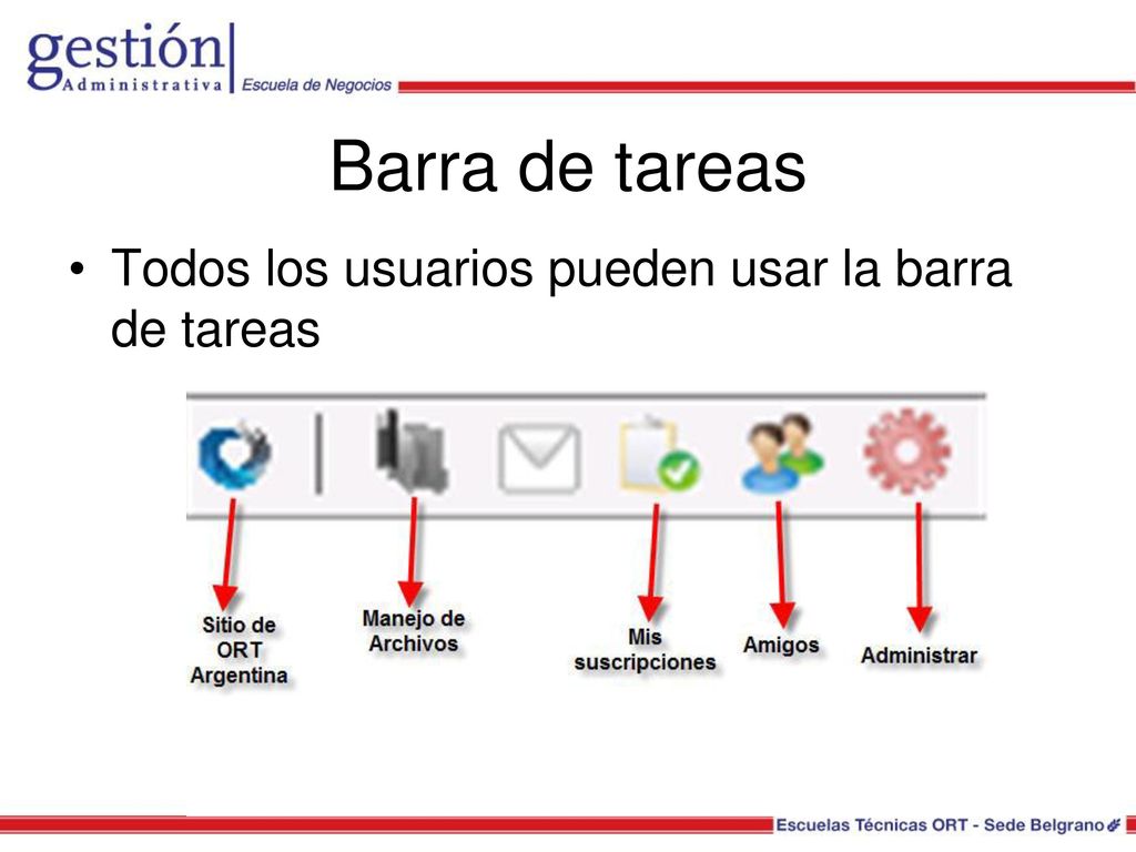 Barra de tareas Todos los usuarios pueden usar la barra de tareas