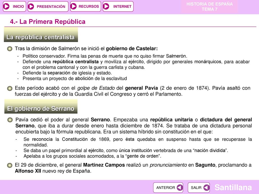 4.- La Primera República La república centralista