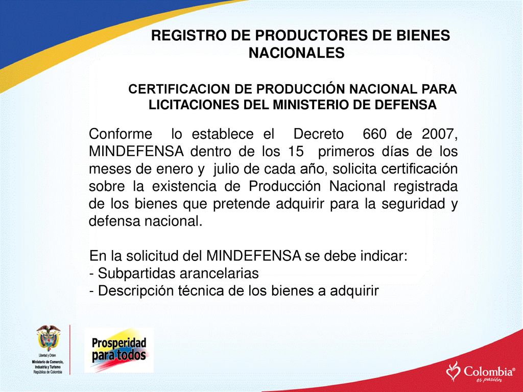 REGISTRO DE PRODUCTORES DE BIENES NACIONALES