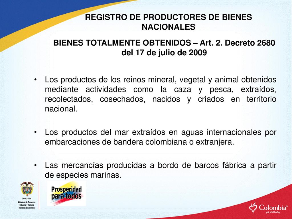 REGISTRO DE PRODUCTORES DE BIENES NACIONALES